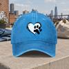 Heart Cat Paw Print Retro Washed Baseball Cap Unisex Casual Street Style Duckbill Hat Fashion Accessory
