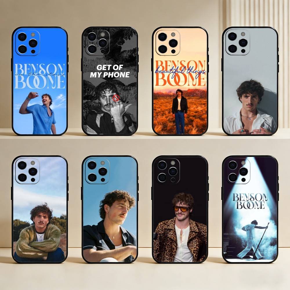 Чехол для телефона B-Benson Singer B-Boone для iPhone 17, 16, 15, 14, 13, 12 Plus, Max, мягкий силиконовый, черный