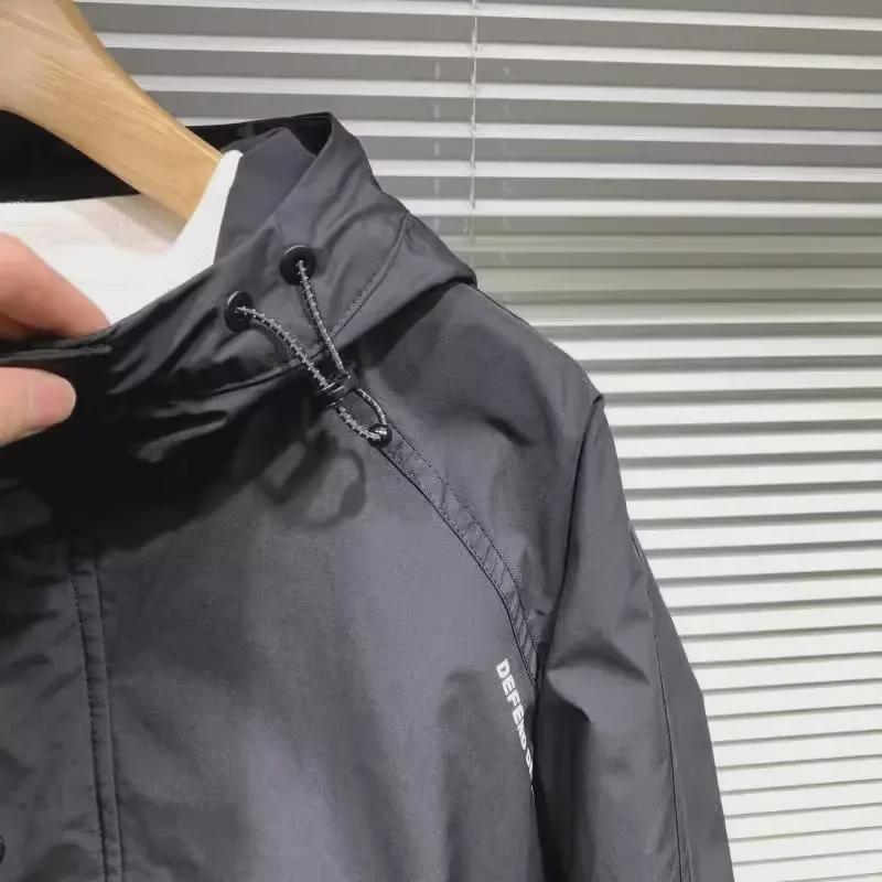 Мужская весенняя рабочая куртка с капюшоном и большим карманом на молнии - повседневный свободный модный пуловер