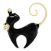 New Beautiful Cute Elegant Cat Brooches For Women Black And White Color Cartoon Animal Pin Enamel Jewelry