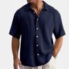 Летние Свободные Повседневные Однотонные Мужские Рубашки с Коротким Рукавом