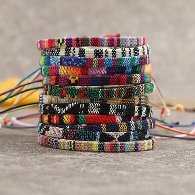 Женский мужской браслет из веревки Бохо плетеный браслет винтажное плетение ручной работы текстильные браслеты модные ювелирные изделия узор 1 шт
