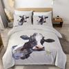 Farmer Cow Print Duvet Cover Set Oil Painting Cow Bedding Set Vintage Animals Dog Pig Chicken Printed Comforter Cover Full Size