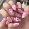 24 Pcs Medium Length Press on Nails  Full Cover Cute False Nails for Shopping Traveling Dating