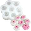 7 Cavity Chocolate Cake Baking Mold 3D Rose Peony Candle Soap Mold New Flower Silicone Molds