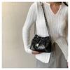 IELGY Women's Glossy Folded Niche Shoulder Chain Crossbody Bucket Bag
