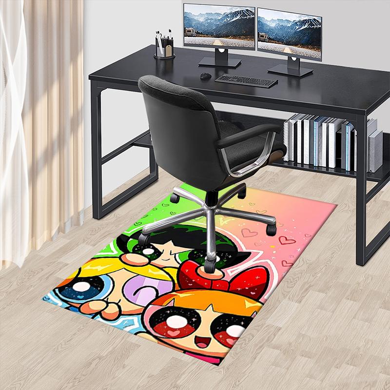 Powerpuff Girls Chair Mat: Cute Cartoon Decor for Home Office, Living Room, Bedroom - Gift Idea for Adults.1227a