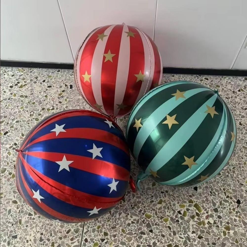 3pcs Large 4D Balloon Striped Star Decoration Balloons 2025 Aluminum Film Balloon KTV Mall School