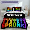 3pcs Custom Name Sprunki themed Bedding Set,Includes 1 Duvet Cover and 2 Pillowcases,All-season Bedroom Decor