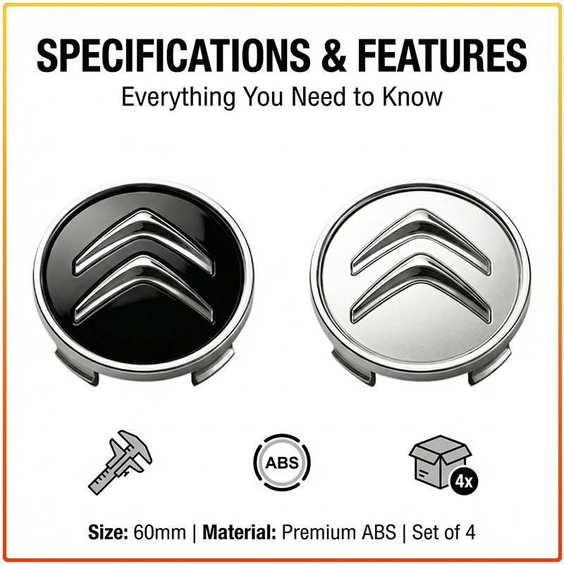 4Pcs 60MM Car Wheel Center Cap Emblem Hub Covers Badge Auto Accessories For Citroen C2 C3 C4 C5 C6 C1 DS3 DS4 DS5 DS7 Xsara Berlingo Saxo Picasso
