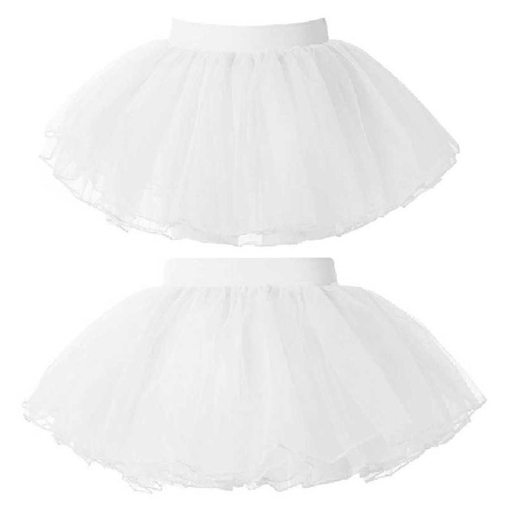 Girls Dance Clothing Elastic Waistband Tutu Mesh Skirt Solid Color Four Layer Dance Skirt