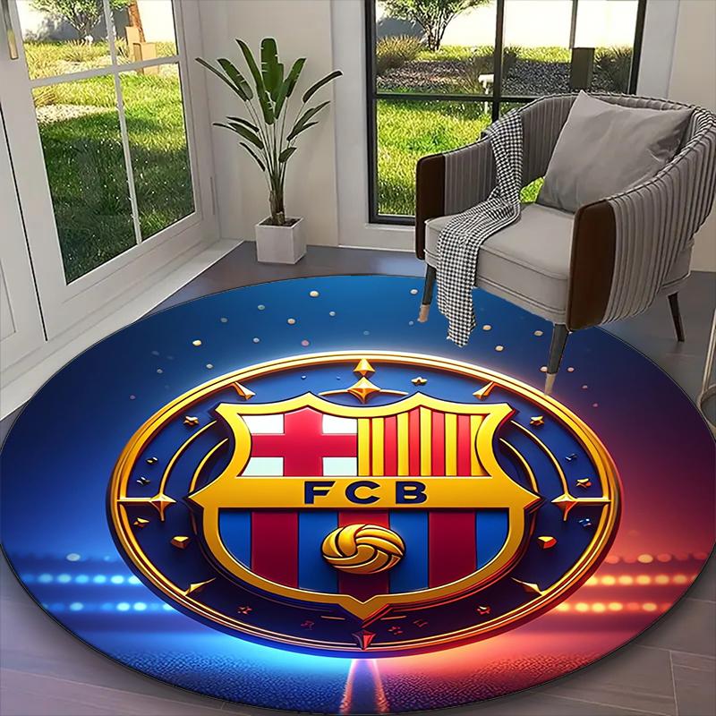 1pc General-purpose Rug, Barcelona FC Printed Round Rug, Comfortable Office Chair Carpet, Home Entrance Floor Mat