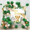 Jungle Balloon Background Set Green Balloon Garland Arch Kit Safari Birthday Party Decor Kids Baby Shower Wild One Latex Balloon