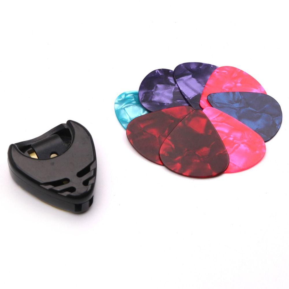 10PCS Random Color Guitar Picks & Guitar Pick Holder Stick-on Holder Finger Guitar Pick  Ukulele