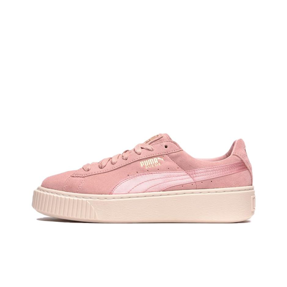 Puma Замшевые кроссовки на платформе розового атласа женские серебристые 365828-03
