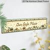 2D Flat Design Aluminium Decorative Sign | European-Style Decorative Item with Miniature Pastel Houses, Trees, and Heart Patterns, Text: "Our Safe