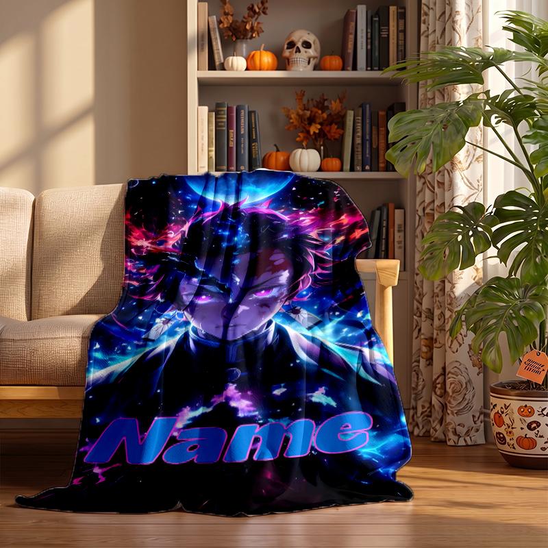 Tanjiro Custom Flannel Blankets Soft Warm Cozy Throws for Home Decor Holiday Gifts