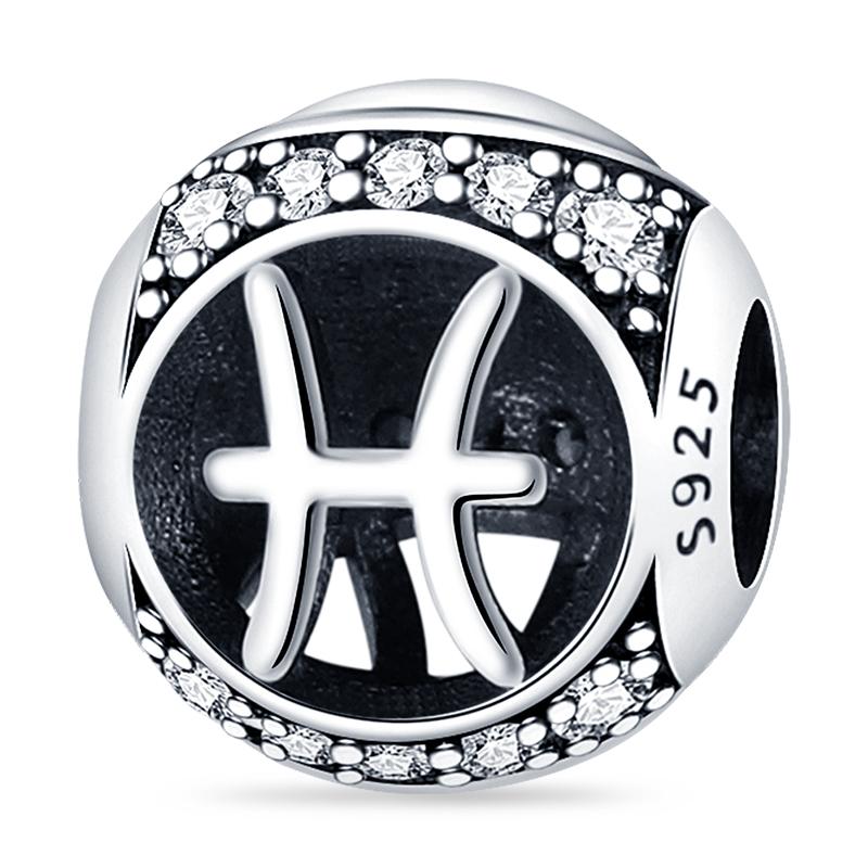925 Silver Twelve Constellations Leo Aries Virgo Round Charms Beads Fit Qikaola Bracelets DIY Birthday Jewelry Gifts