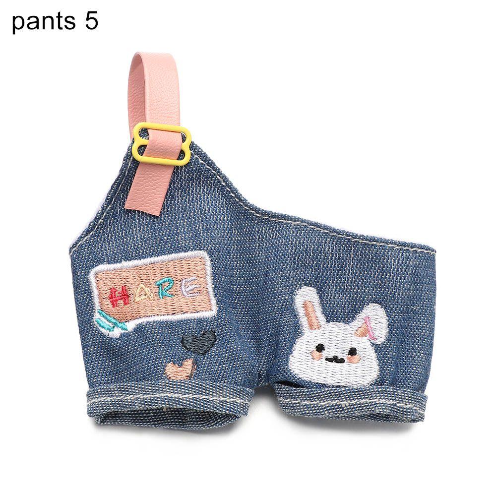 Animal Pattern Cotton Stuffed Dolls Knited Hat Mini Overalls Plush Suspender Pants Doll Clothes