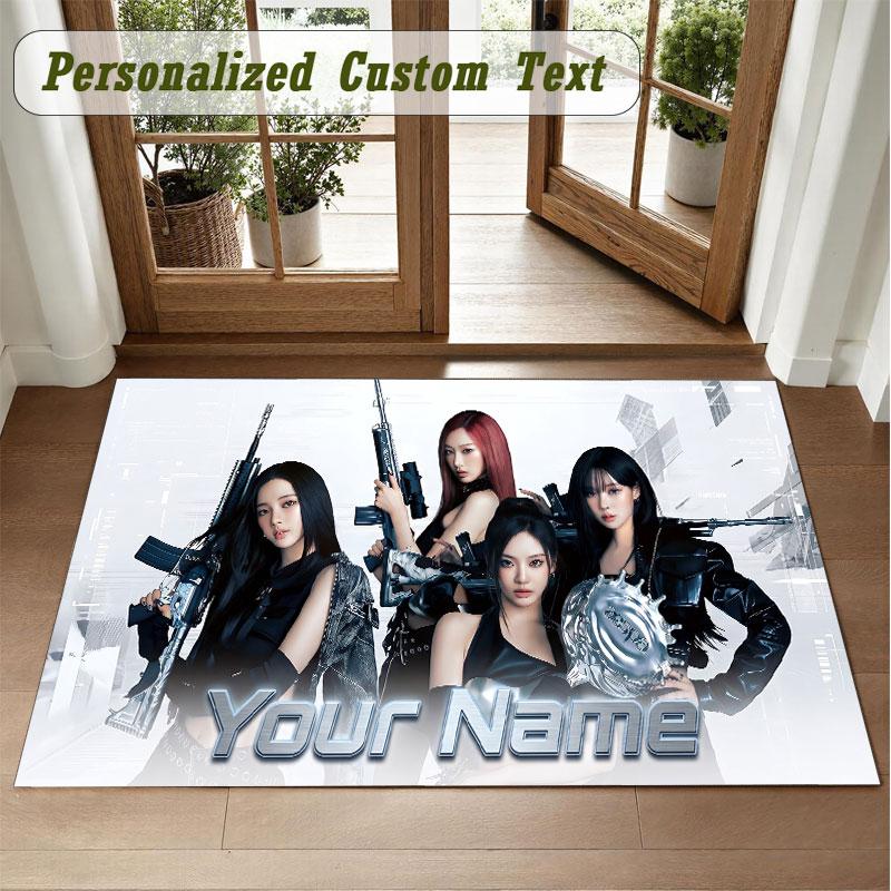 Crystal Velvet Square Rug Custom Nameaespa Pattern Non Slip Home Floor Decor Rug