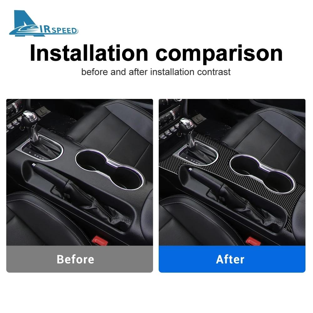 Чехол для Ford Mustang 2015-2022 из настоящего углеродного волокна, панель переключения передач, украшение, наклейка на центральную консоль автомобиля