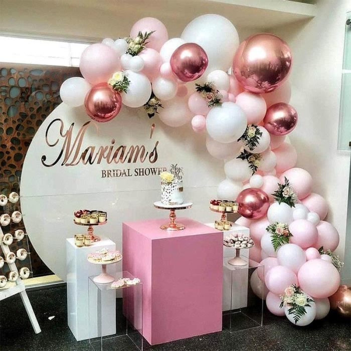 Kit d'arche de ballons - Rose - 98 pièces - Latex de haute qualité - Décoration anniversaire - Baby shower