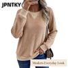 Женские модные повседневные блузки и рубашки JPNTKY с круглым вырезом и длинным рукавом