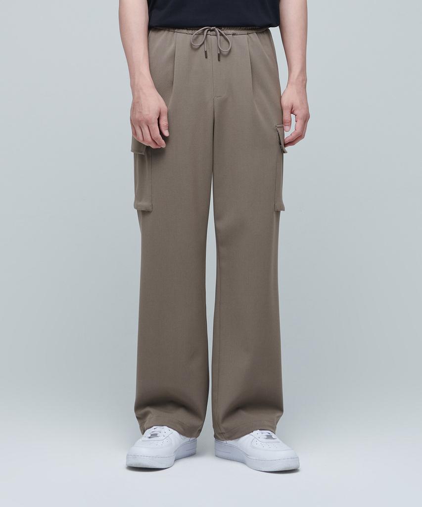 MUSINSA STANDARD Wide Elastic Cargo Slacks [Dusty Beige]