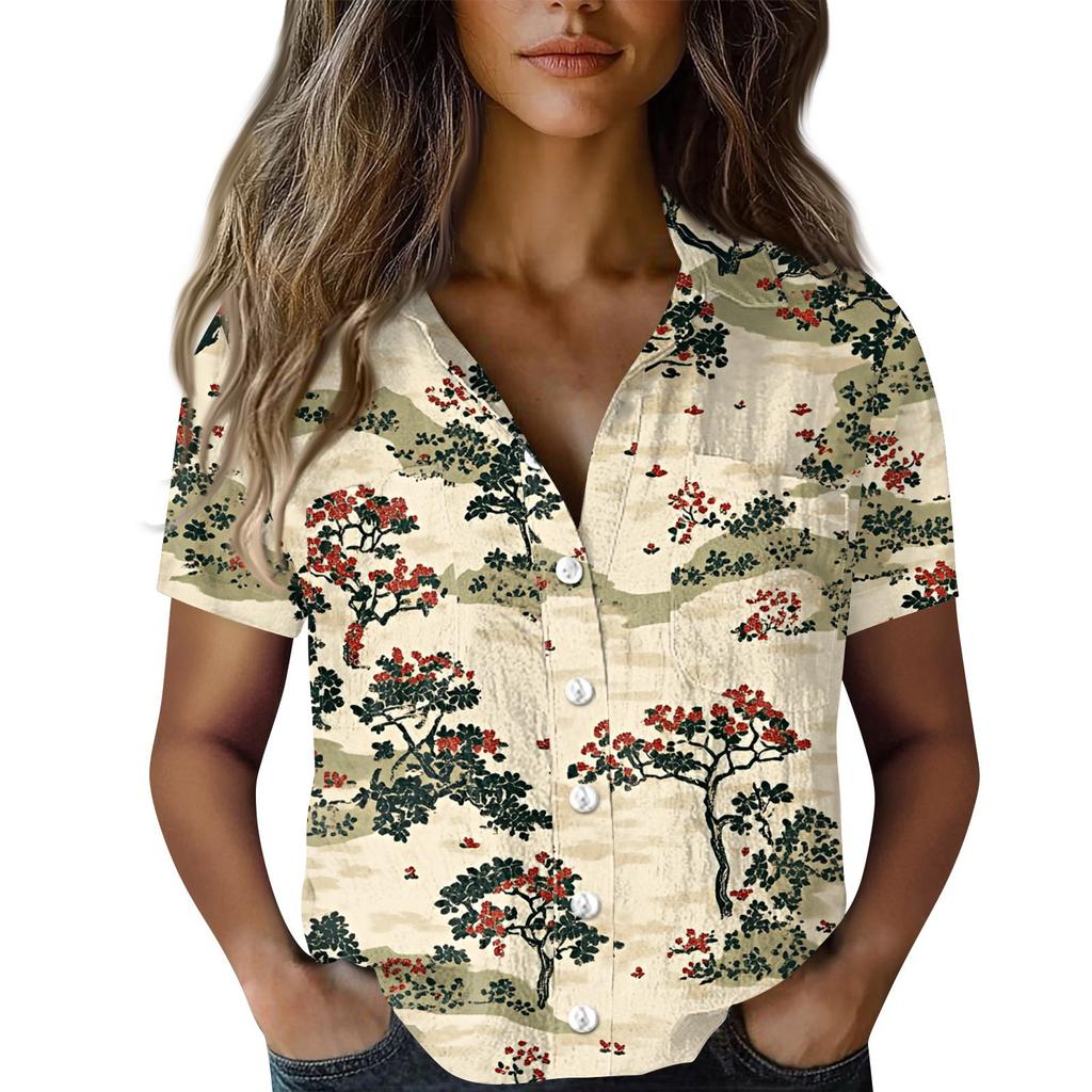 Женские хлопковые льняные топы, рубашки с короткими рукавами, свободные футболки в стиле бохо, винтажные блузки