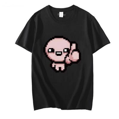 Забавная мультяшная футболка с круглым вырезом, одежда, футболка Binding of Isaac, удобная футболка, рукав, эстетичная одежда, уличная одежда, топы