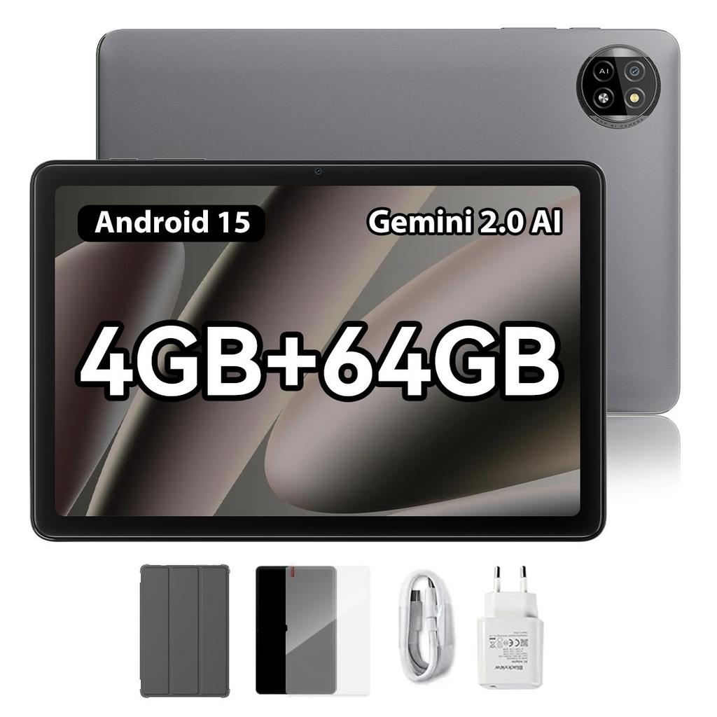 Blackview Планшет Tab 20 WiFi Android 15 10,1 дюйма 4 ГБ ОЗУ 64 ГБ ПЗУ Аккумулятор 6600 мАч Планшеты