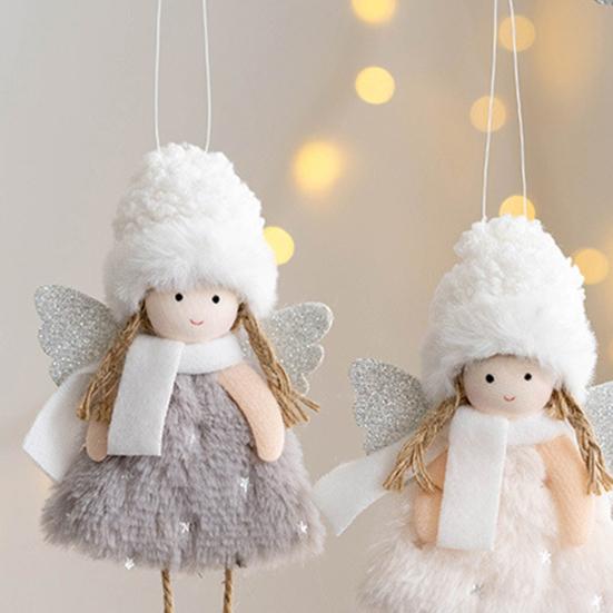 Красивая рождественская кукла-ангел с улыбающимся лицом, макет сцены на ремешке