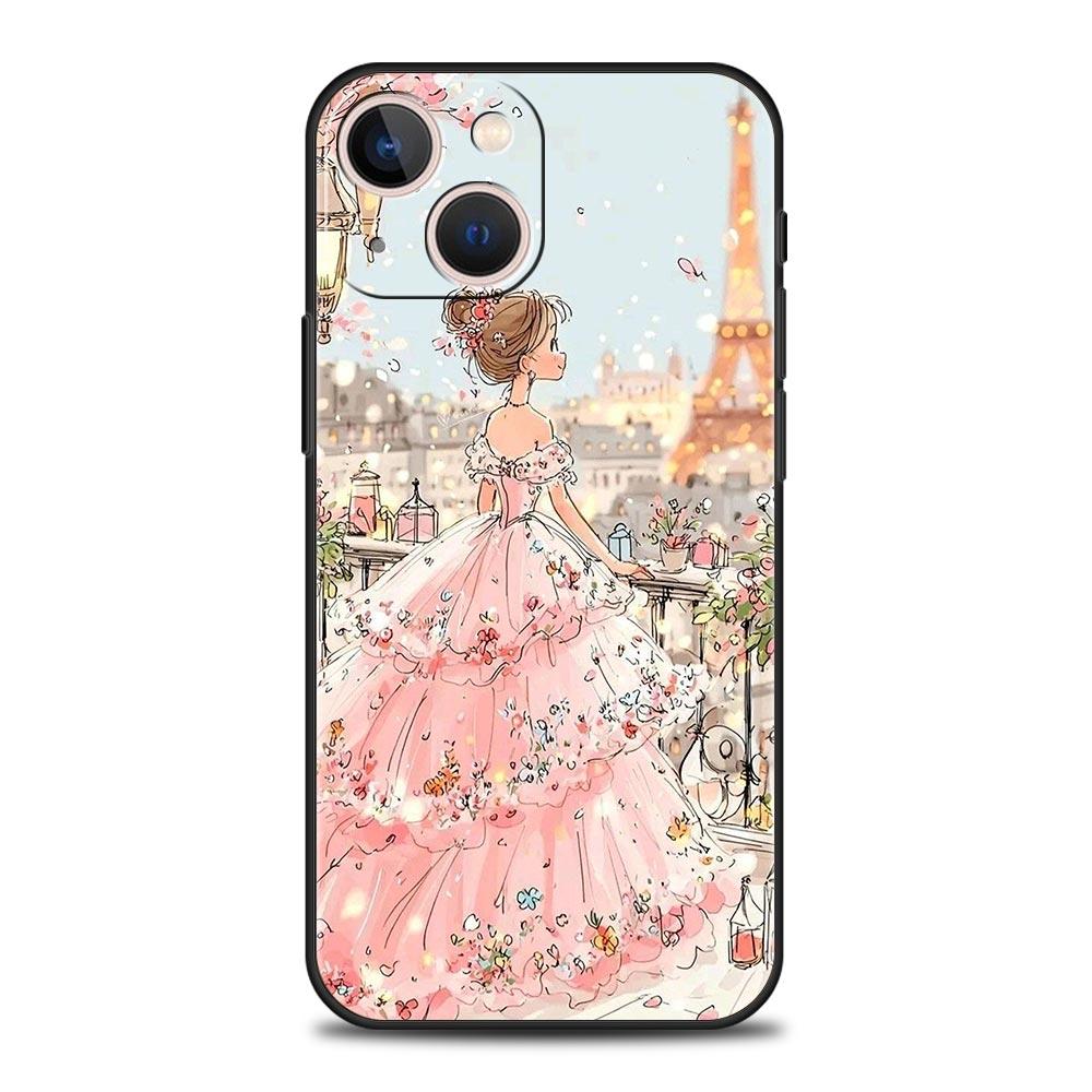 Мультяшная Девочка Чехол для Телефона Cover для iPhone 17 16 15 14 13 12 Pro Max 11 Pro Max 17 AIR Plus Ударопрочный Мягкий ТПУ Корпус Fundas Capas