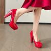 Мода Comemore Мода Женские Туфли на Высоком Каблуке Острый Носок Неглубокие Массивный Каблук Платье Лодочки Слипоны Большой Размер Однотонная Обувь для Обуви Женская