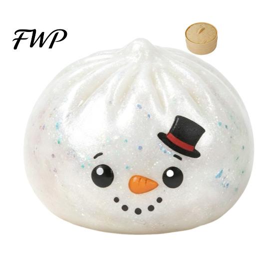 Soft TPR Dumpling Toys Christmas Squeeze Toy with Steamer, Stress Relief Steamed Bun Portable Relievers Toy, Cartoon Snowman Reindeer Elf Theme
