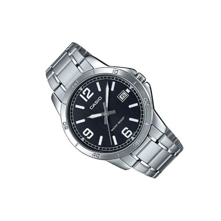 Casio Стандартная серия Водонепроницаемые кварцевые часы Браслет из нержавеющей стали Мужские часы Черные MTP-V004D-1B2