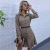 Temperament and Elegance Outer Wear Fashion Women's Printed Lapel Leopard Print Long Sleeve Shirt Dresses