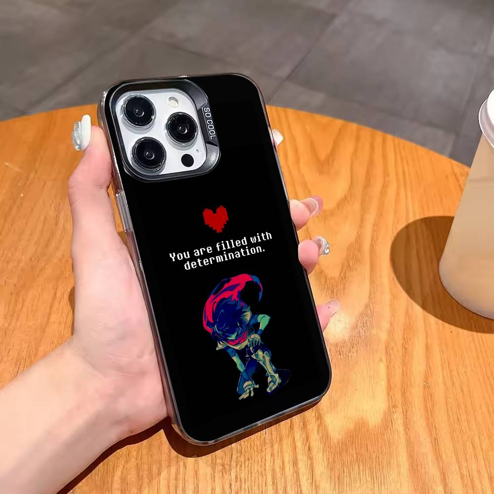 Игровой чехол для телефона D-Deltarune Kris для iPhone17 16 15 14 13 12 Pro Max Серый Черный Матовый Лазерный Металлик Аврора Funda