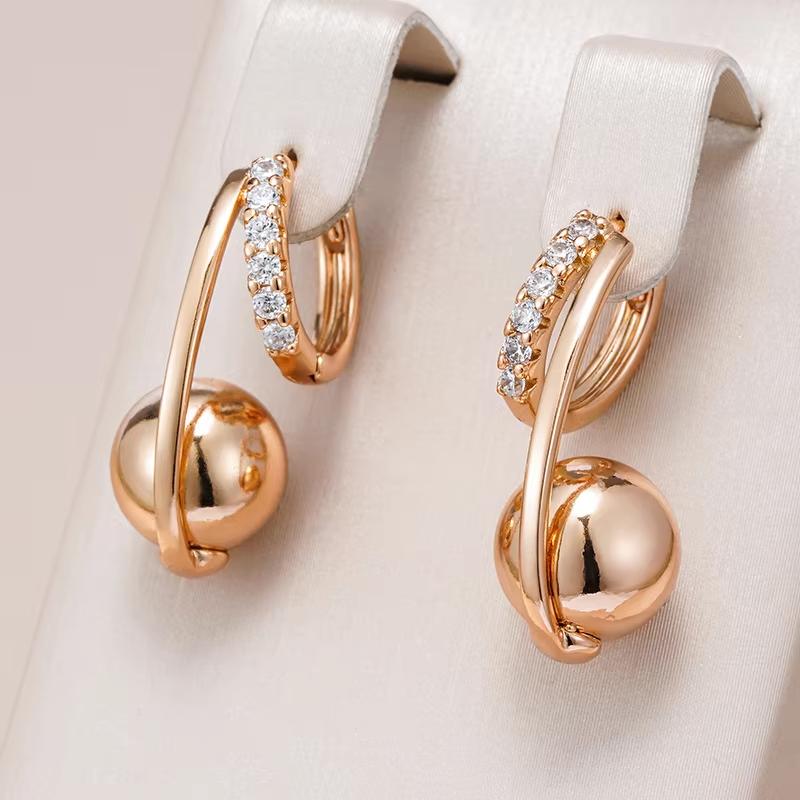Серьги-кольца с подвеской Golden Ball из циркония для женщин, модная бижутерия
