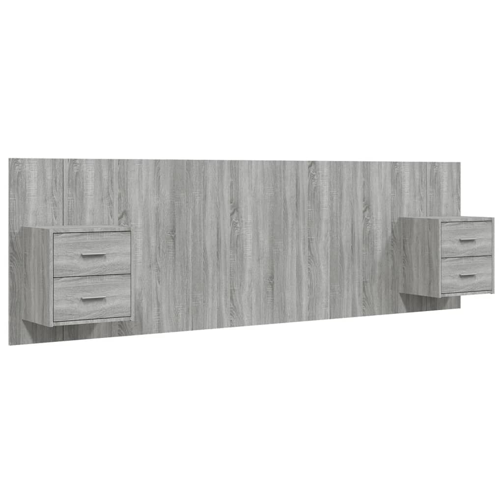 Headboard with Nightstands Grey Sonoma Particleboard