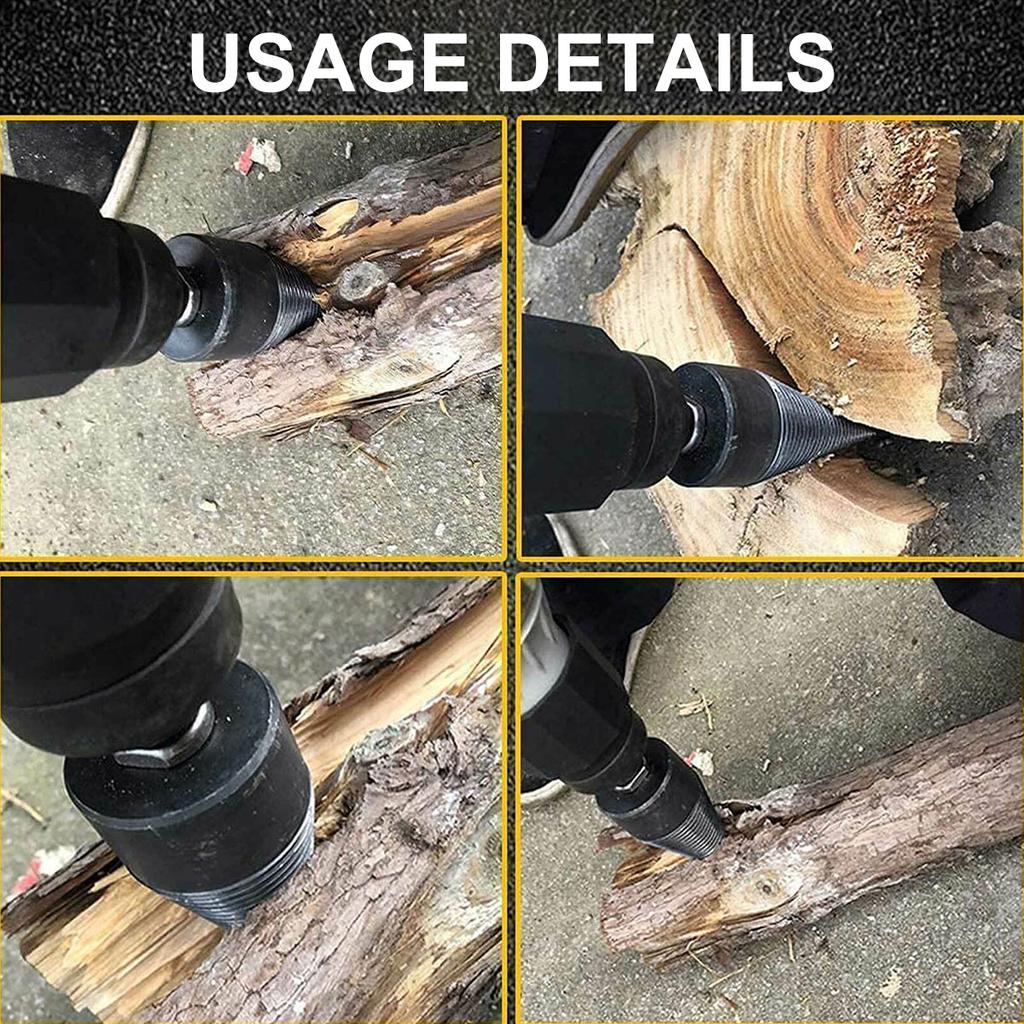 Firewood Log Splitter, Drill Bit Removable Cones Kindling Wood Splitting Logs Bits Heavy Duty Electric Drills Screw Cone Driver