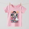 Demon Slayer Akaza Anime Print Cotton Boys Girls Short Sleeve T Shirt Summer Casual Soft Breathable Top Kids Clothes