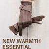 Thick Winter Suede Gloves Soft Women Cycling Mittens Skiing Pu Leather Gloves  Autumn