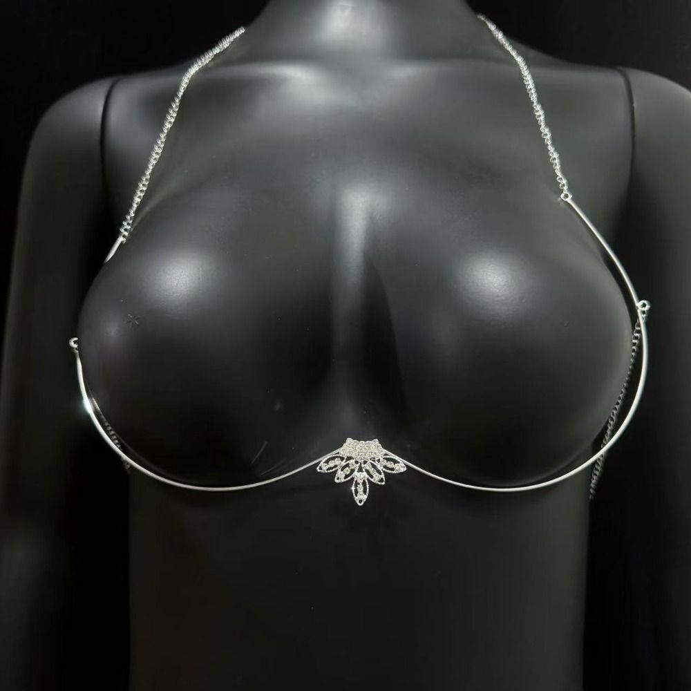Adjustable Chest Bracket Chain Lingerie Bikini Crystal Chain Rhinestone Breast Chain Party