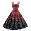 Женское модное рождественское печатное сексуальное коктейльное платье без бретелек в готическом стиле в стиле панк-винтаж