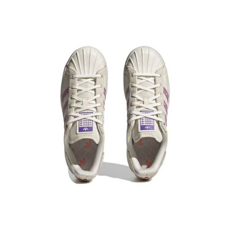 Adidas Originals Superstar Ayoon Durable Breathable Low-Top Skate Shoes Women Sneakers White Purple IG3001