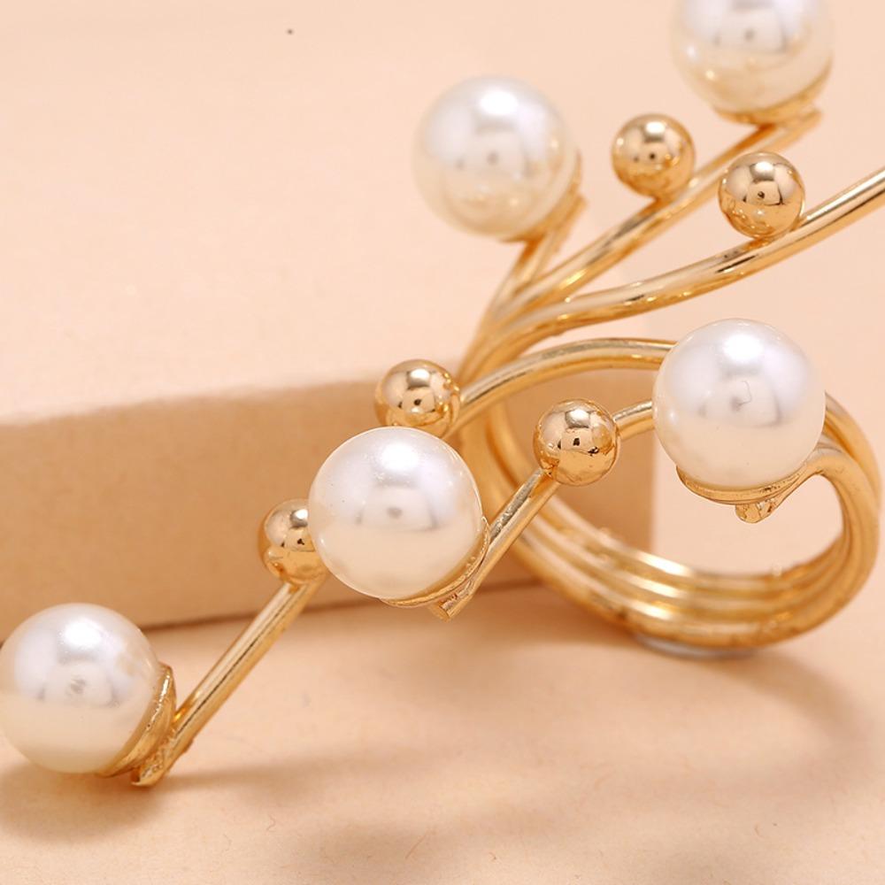 Gold Color Pearl Ring Adjustable Beach Party Ring Gifts Hand Jewelry Fashion Jewelry  Beach