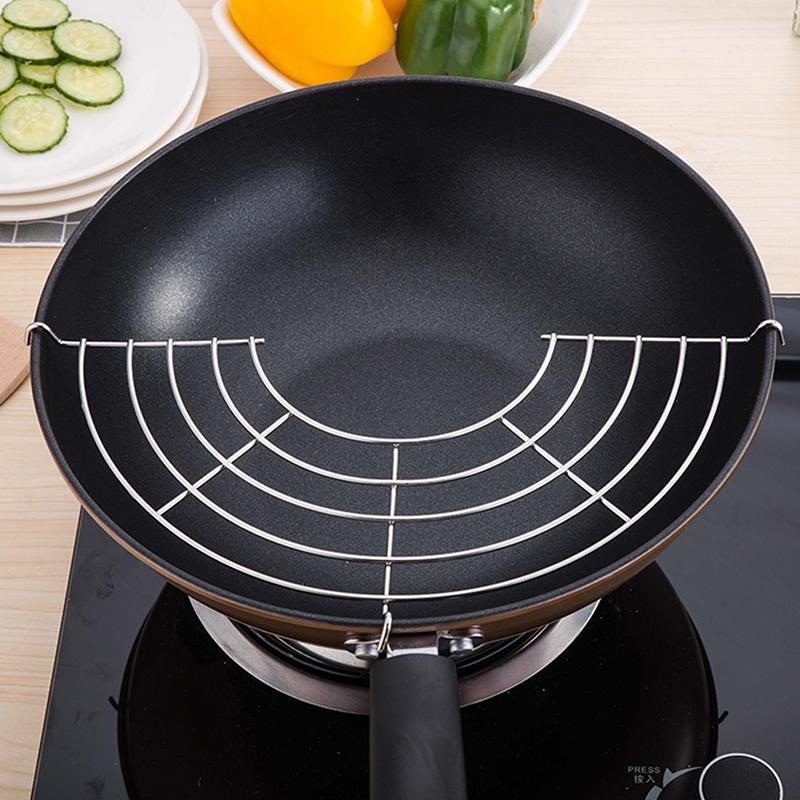 Полукруглая сковорода из нержавеющей стали 304 с толстой линией, стойка для слива, стойка для приготовления на пару