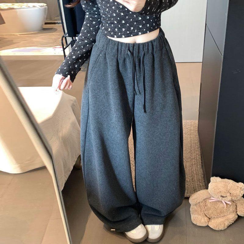 Women's Retro Wide-Leg Woolen Drawstring Pants