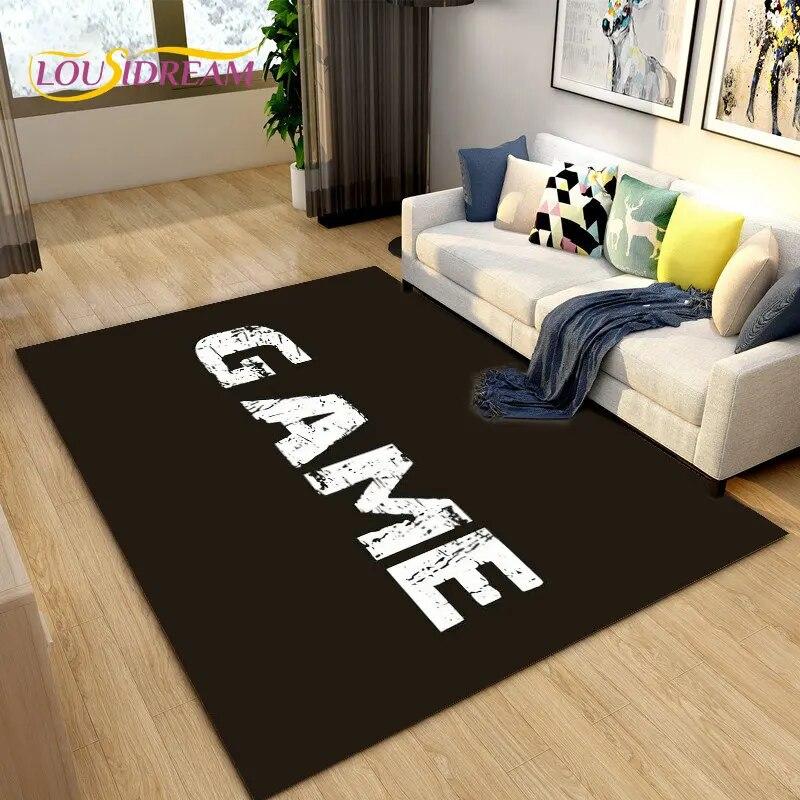 3D мультяшный геймерский ковер Game Over, большой коврик для гостиной, спальни, дивана, коврик для украшения, детские игры, нескользящий напольный коврик